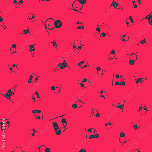 Set Sommelier, Wooden barrel for wine, Bottle of and Wine tasting, degustation on seamless pattern. Vector