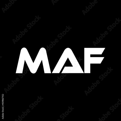 MAF letter logo design with black background in illustrator, vector logo modern alphabet font overlap style. calligraphy designs for logo, Poster, Invitation, etc. photo