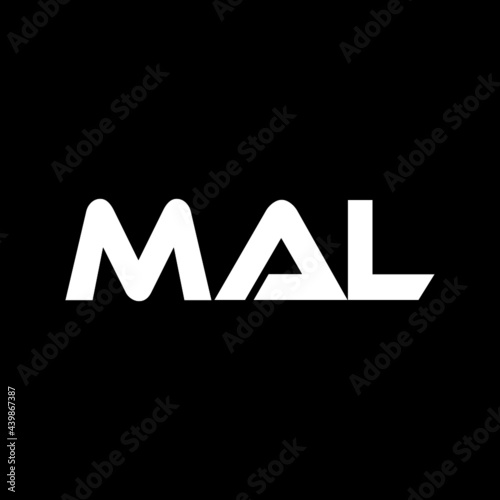 MAL letter logo design with black background in illustrator, vector logo modern alphabet font overlap style. calligraphy designs for logo, Poster, Invitation, etc. photo