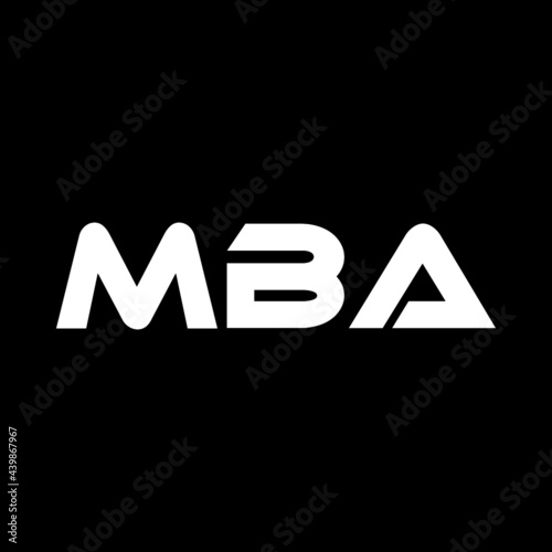 MBA letter logo design with black background in illustrator, vector logo modern alphabet font overlap style. calligraphy designs for logo, Poster, Invitation, etc.