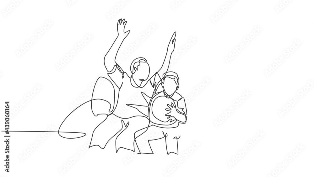 Animation of one line drawing of fans siting and watching their ...