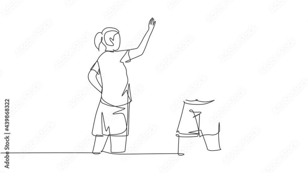 Animation of one line drawing of women giving high five gesture before playing basket ball at outfield court. Sport game concept continuous line self drawing animated illustration. Full length motion. Animation of one line drawing of women giving high five gesture before playing basket ball at outfield court. Sport game concept continuous line self drawing animated illustration. Full length motion.