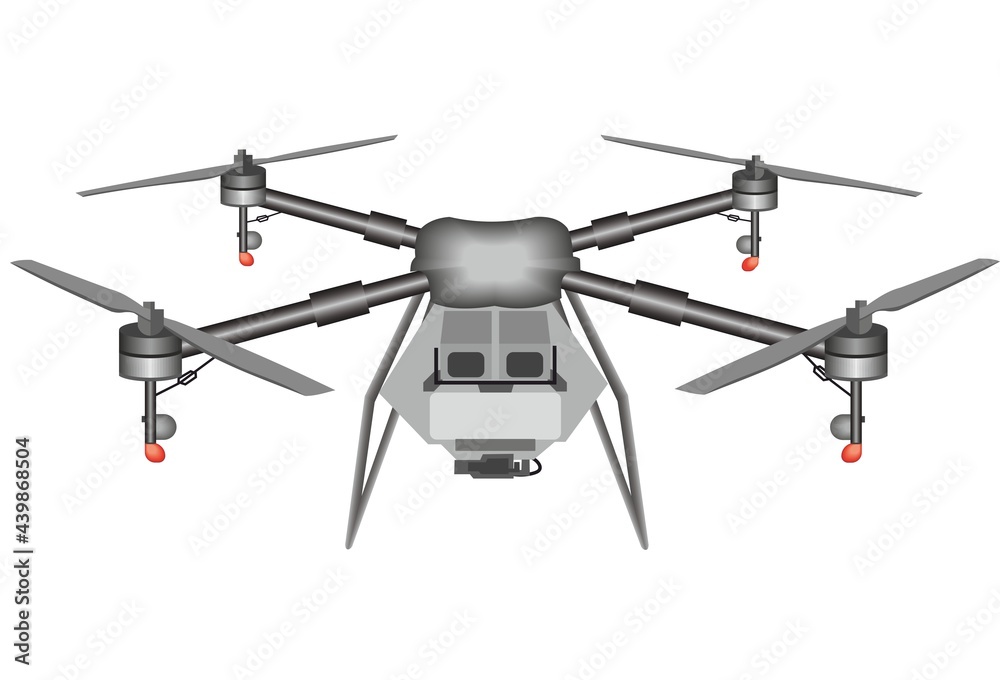 Drone used for agricultural work. Flat vector illustration. with white background