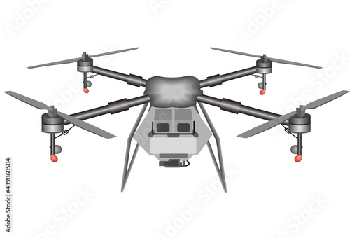 Drone used for agricultural work. Flat vector illustration. with white background
