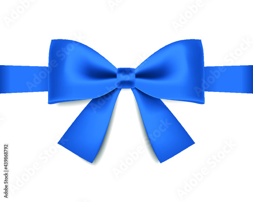 Blue bow with ribbon isolated on a white background