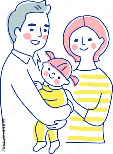 家族 赤ちゃんを抱っこするパパとママ 上半身