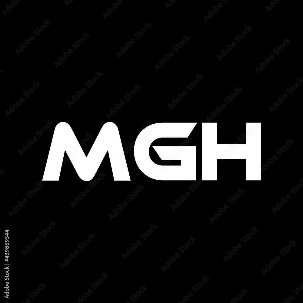 MGH letter logo design with black background in illustrator, vector logo modern alphabet font overlap style. calligraphy designs for logo, Poster, Invitation, etc.