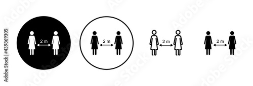 Social distancing icon set. social distance icon. self quarantine sign