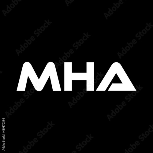 MHA letter logo design with black background in illustrator, vector logo modern alphabet font overlap style. calligraphy designs for logo, Poster, Invitation, etc. photo