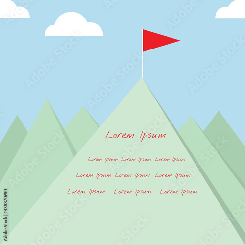 Red winner flag on top of mountain,successful concept © jcsmilly