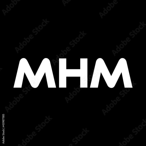 MHM letter logo design with black background in illustrator, vector logo modern alphabet font overlap style. calligraphy designs for logo, Poster, Invitation, etc.
