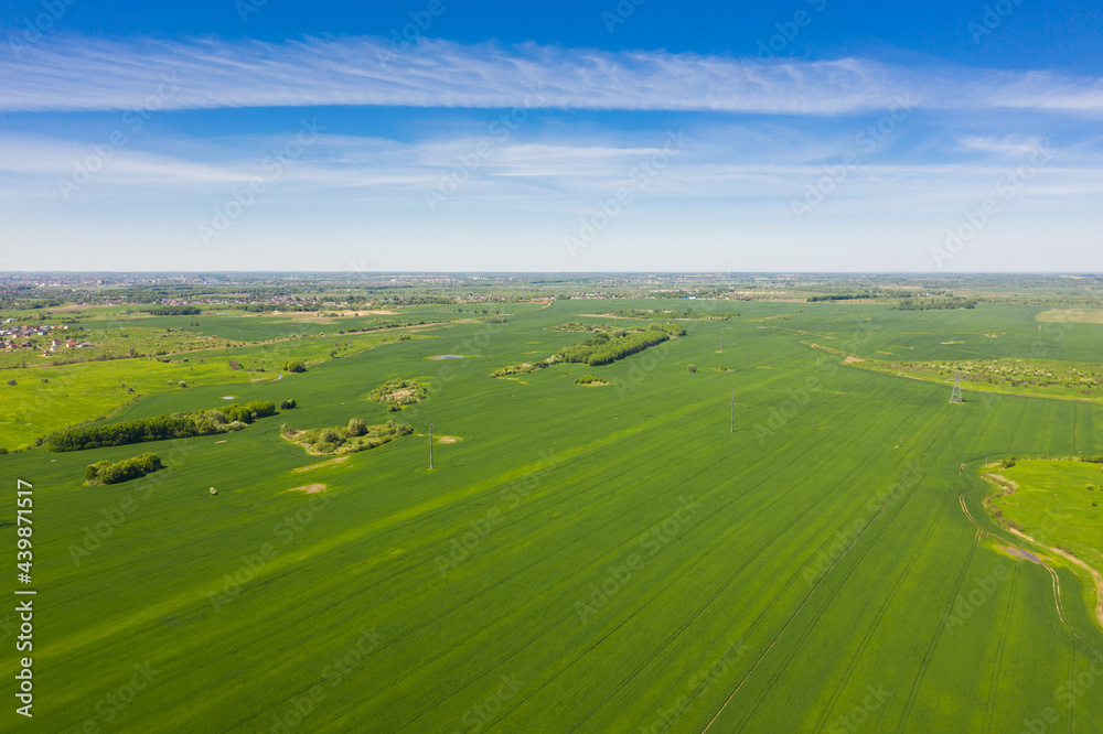 The agricultural fields, view from a drone