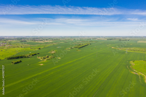 The agricultural fields, view from a drone