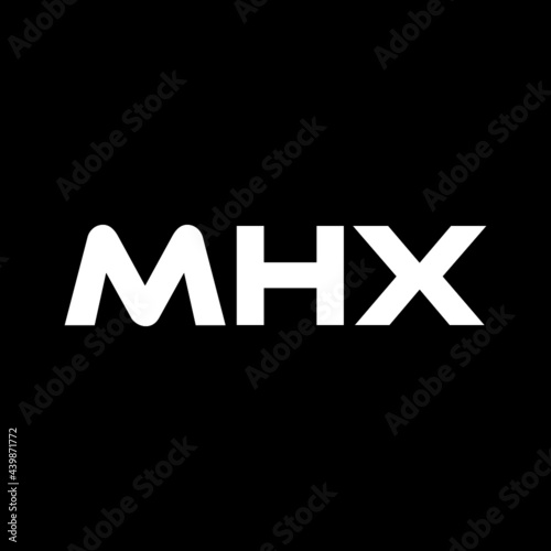 MHX letter logo design with black background in illustrator, vector logo modern alphabet font overlap style. calligraphy designs for logo, Poster, Invitation, etc.
