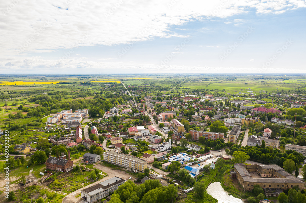 Aerial view of the Polessk town, Kaliningrad region