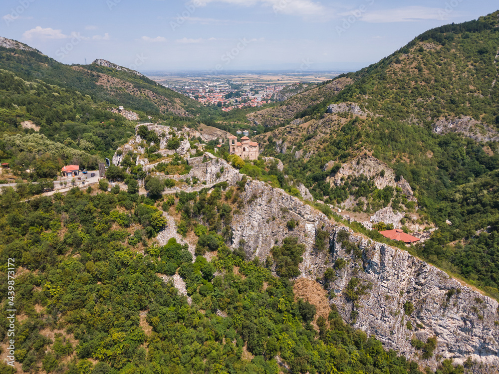 Aerial view of ruins of Medieval Asen's Fortress, Bulgaria