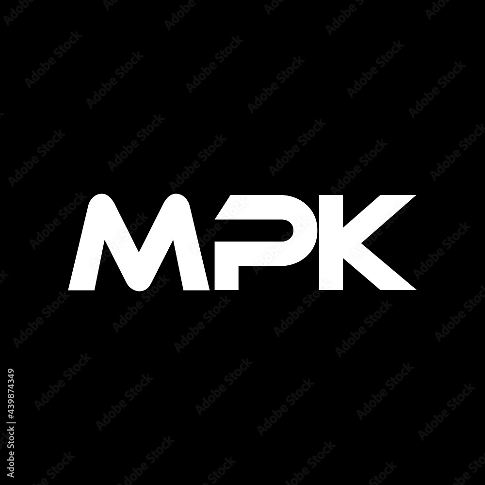 MPK letter logo design with black background in illustrator, vector logo modern alphabet font overlap style. calligraphy designs for logo, Poster, Invitation, etc.