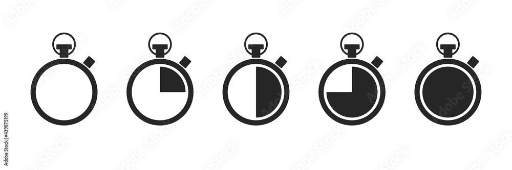 Set of timer and stopwatch icons. Quick time icon, fast deadline, countdown timer collection, rapid line symbol. Vector illustration Set of timer and stopwatch icons. Quick time icon, fast deadline, countdown timer collection, rapid line symbol. Vector illustration