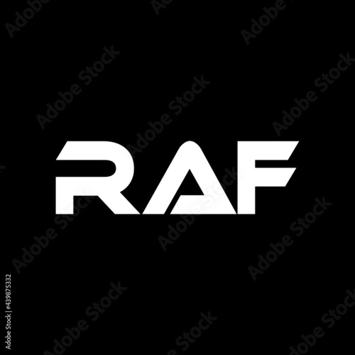 RAF letter logo design with black background in illustrator, vector logo modern alphabet font overlap style. calligraphy designs for logo, Poster, Invitation, etc.