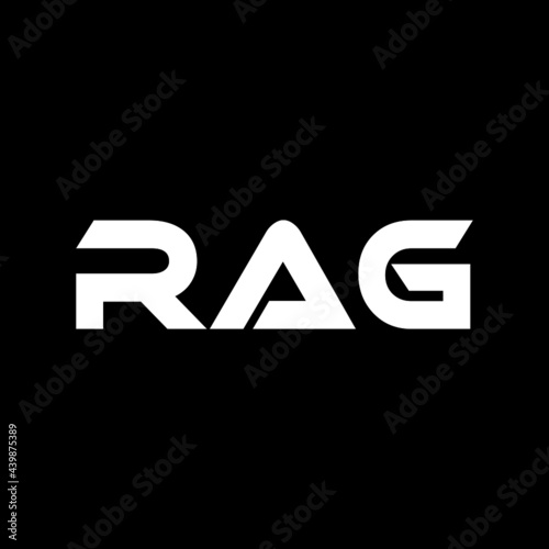 RAG letter logo design with black background in illustrator, vector logo modern alphabet font overlap style. calligraphy designs for logo, Poster, Invitation, etc.