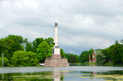 Chesme Column in Catherine park in summer, Tsarskoe Selo (Pushkin), Saint Petersburg, Russia