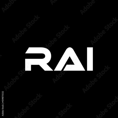RAI letter logo design with black background in illustrator, vector logo modern alphabet font overlap style. calligraphy designs for logo, Poster, Invitation, etc. photo