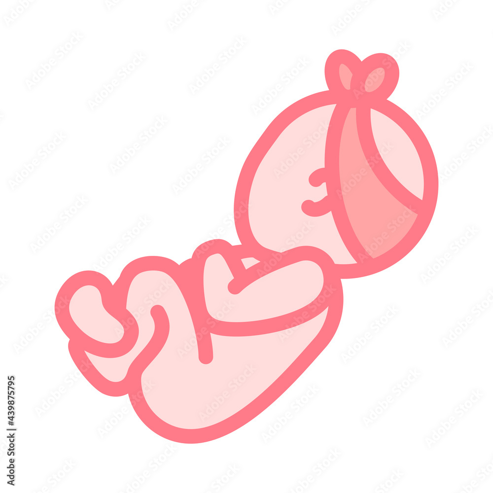 Newborn baby girl with headband resting in vector icon Newborn baby girl with headband resting in vector icon