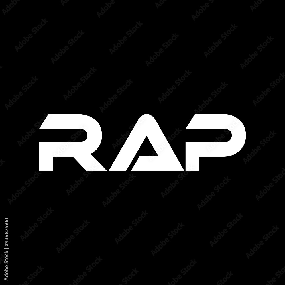 RAP letter logo design with black background in illustrator, vector logo modern alphabet font overlap style. calligraphy designs for logo, Poster, Invitation, etc. - obrazy, fototapety, plakaty 