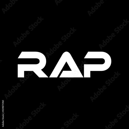 RAP letter logo design with black background in illustrator, vector logo modern alphabet font overlap style. calligraphy designs for logo, Poster, Invitation, etc.