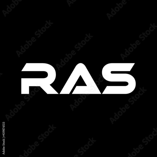 RAS letter logo design with black background in illustrator, vector logo modern alphabet font overlap style. calligraphy designs for logo, Poster, Invitation, etc.