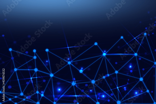 Abstract dark blue background futuristic. Molecules technology with polygonal shapes, Illustration design digital technology concept.