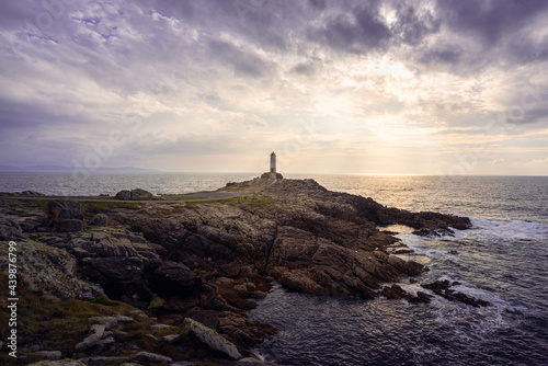 Beautiful Sunset at Roncudo Lighthouse and cliffs in the Galicia coast Spain