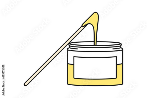 Strip waxing glass jar or tub of honey wax for hair removal in vector icon