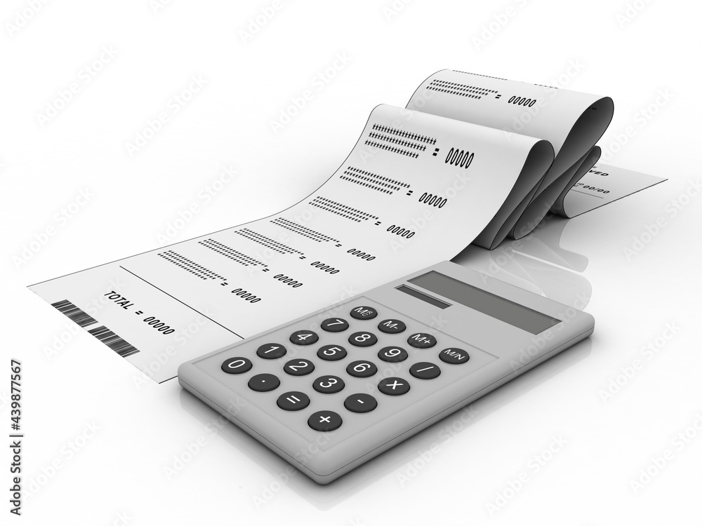 3d rendering Calculator with bill 3d rendering Calculator with bill