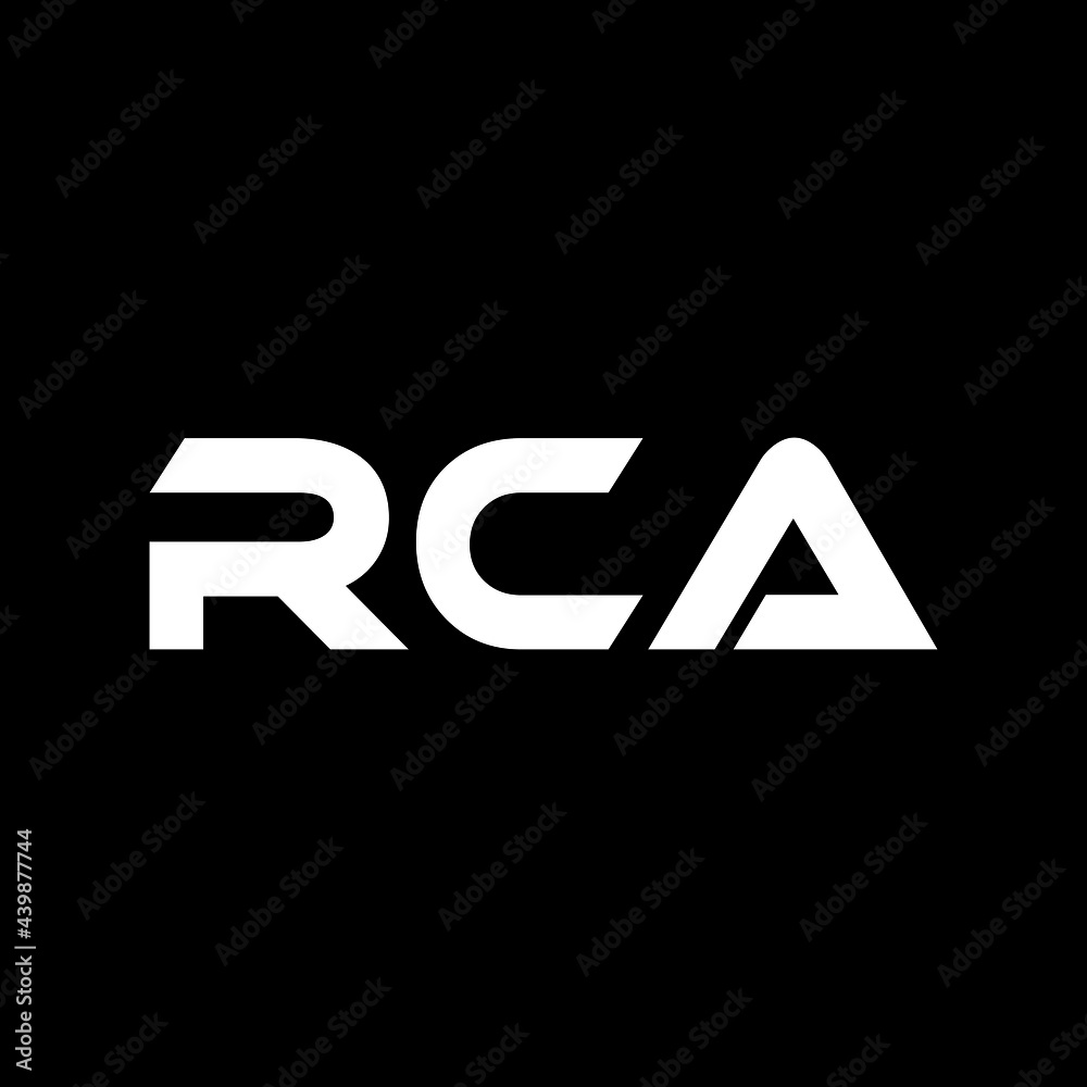RCA letter logo design with black background in illustrator, vector logo modern alphabet font overlap style. calligraphy designs for logo, Poster, Invitation, etc.