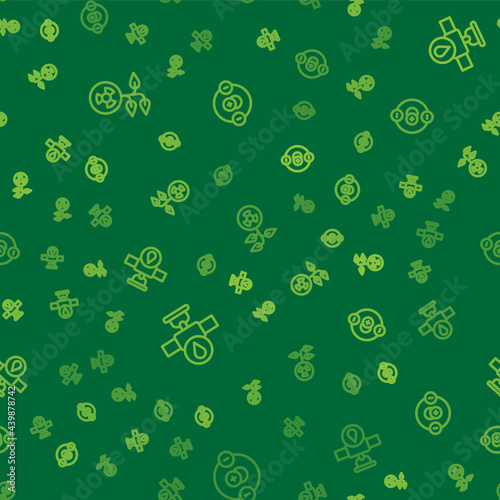 Set line Radioactive, Industry pipe and valve and Atom on seamless pattern. Vector