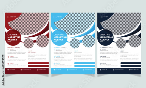 Business Corporate flyer template vector design, Geometric shape used for business poster layout, Business Company flyer, corporate banners, or leaflets. Graphic design layout with circle  photo