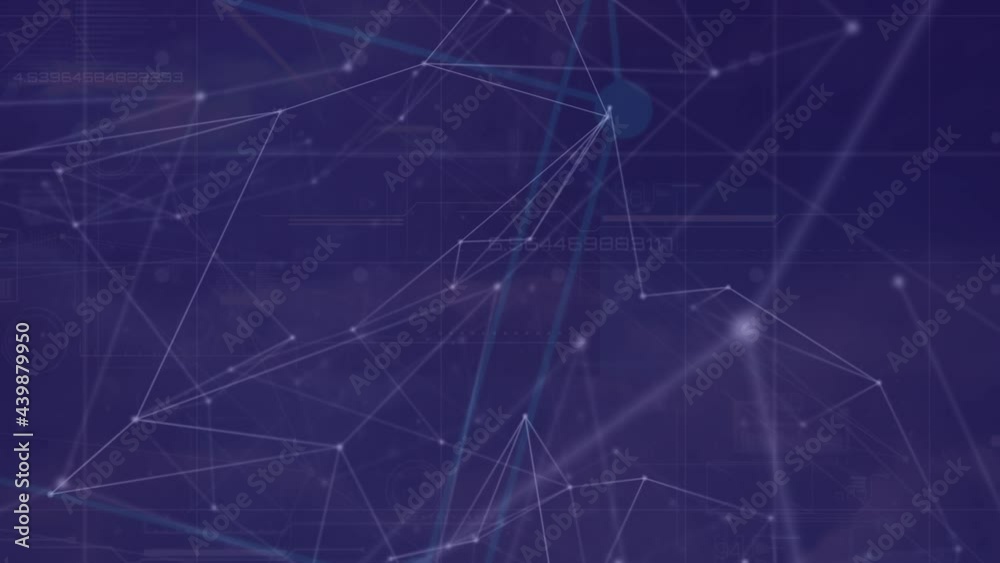 Digital animation of network of connections against multiple changing numbers on blue background Digital animation of network of connections against multiple changing numbers on blue background