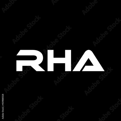 RHA letter logo design with black background in illustrator, vector logo modern alphabet font overlap style. calligraphy designs for logo, Poster, Invitation, etc.