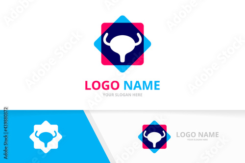 Human bladder vector logo. Urinary tract logotype design template.