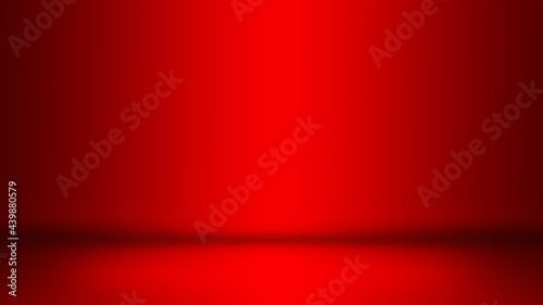 Red background abstract gradient spotlight room texture background. Studio backdrop wallpaper light room wall color red and empty space.