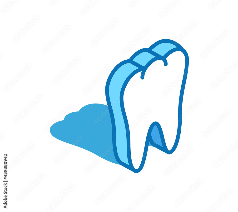 Tooth isometric icon. Healthy internal organ 3D line symbol. Tooth isometric icon. Healthy internal organ 3D line symbol.