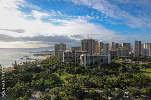 View of the city of Waikiki, Oahu, Hawaii. 