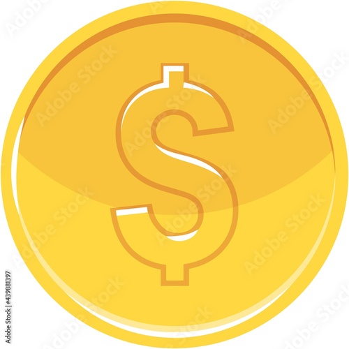 Dollar coin vector gold money icon isolated