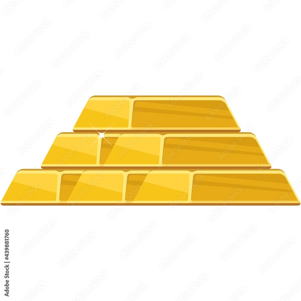 Gold bar vector golden bullion ingot pile flat cartoon Gold bar vector golden bullion ingot pile flat cartoon