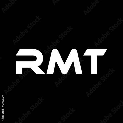 RMT letter logo design with black background in illustrator, vector logo modern alphabet font overlap style. calligraphy designs for logo, Poster, Invitation, etc.