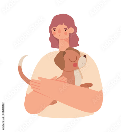 woman and puppy
