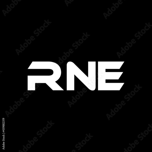 RNE letter logo design with black background in illustrator, vector logo modern alphabet font overlap style. calligraphy designs for logo, Poster, Invitation, etc. photo