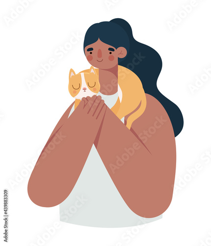 woman and cat