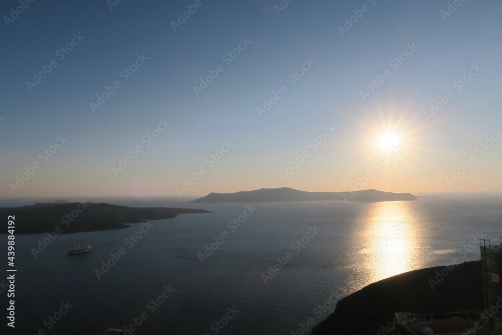Sunset on Beautiful Greece Landscape